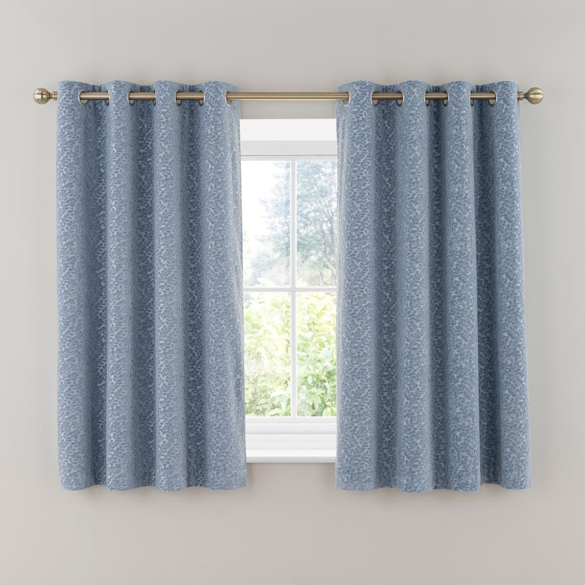 Odetta Cut Velvet Thermal Eyelet Curtains Ashley Blue – image 5