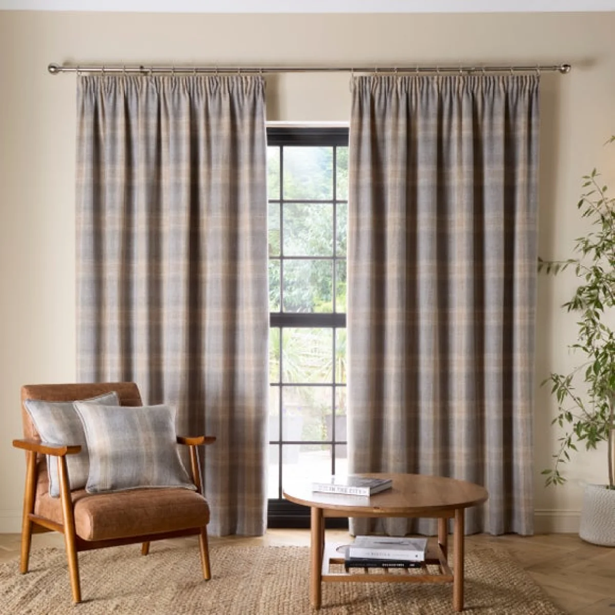 Pinfold Check Pencil Pleat Curtains – image 2