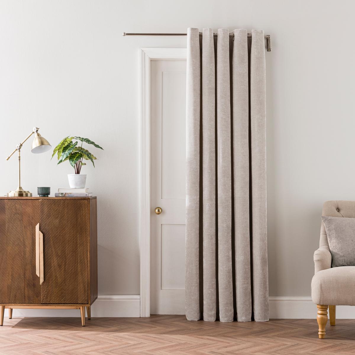 Vintage Chenille Thermal Eyelet Door Curtain Silver – image 2