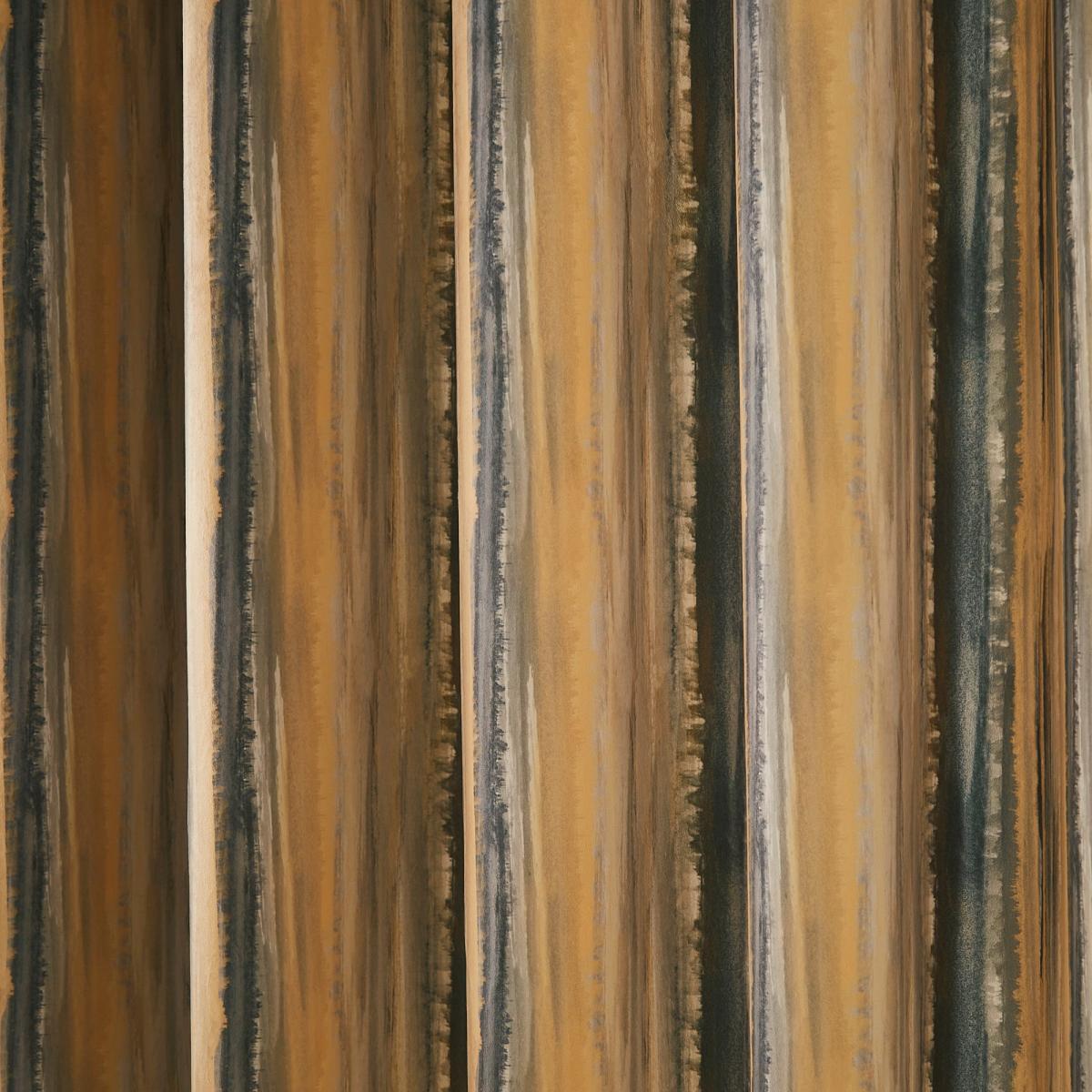 Watercolour Stripe Eyelet Curtains Ochre – image 3