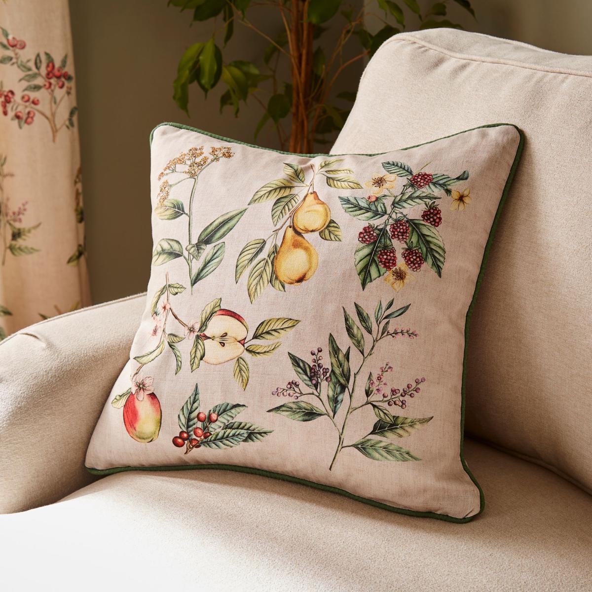 Botanical Orchard Pencil Pleat Curtains Natural – image 5