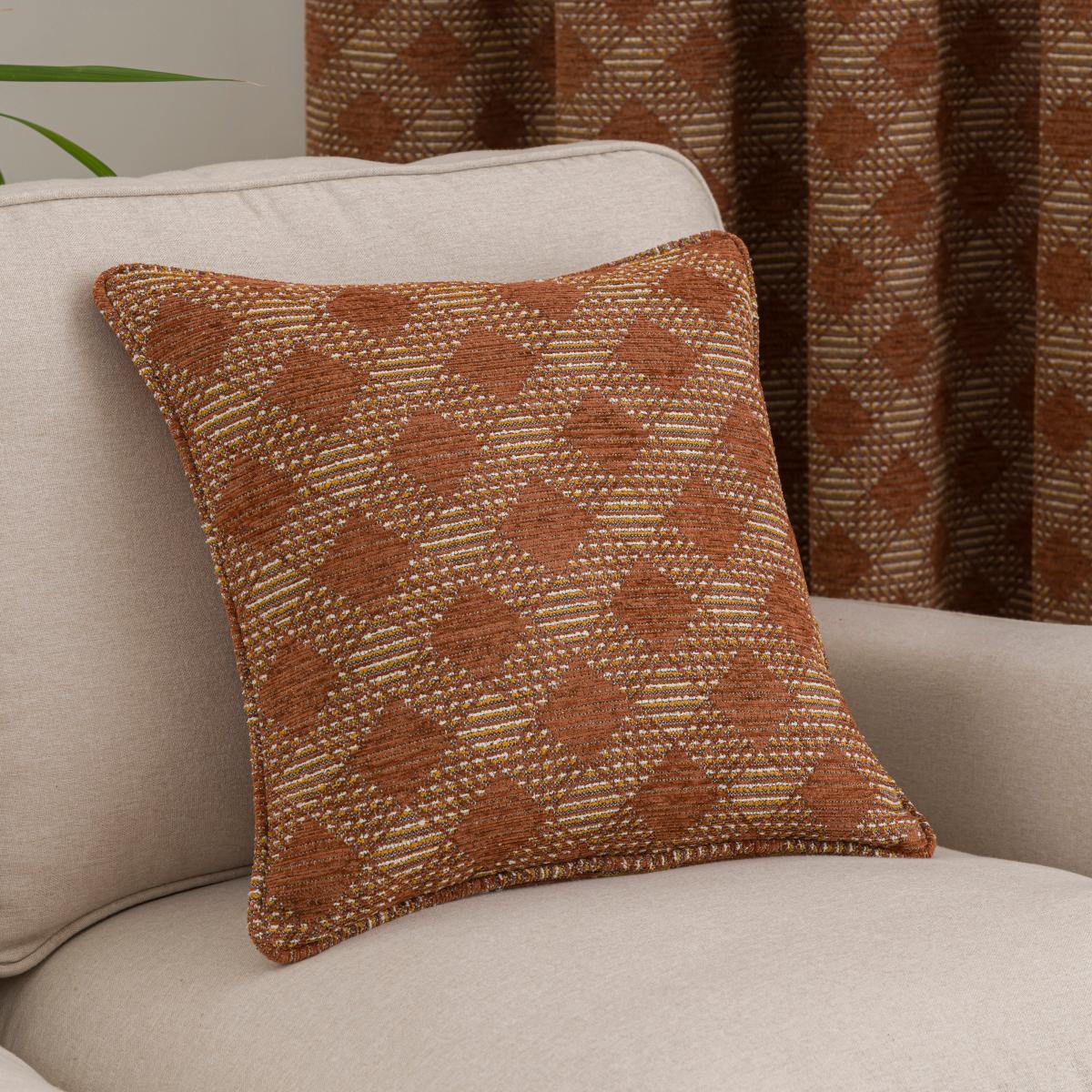 Brody Check Thermal Eyelet Curtains Butterscotch (Orange) – image 5