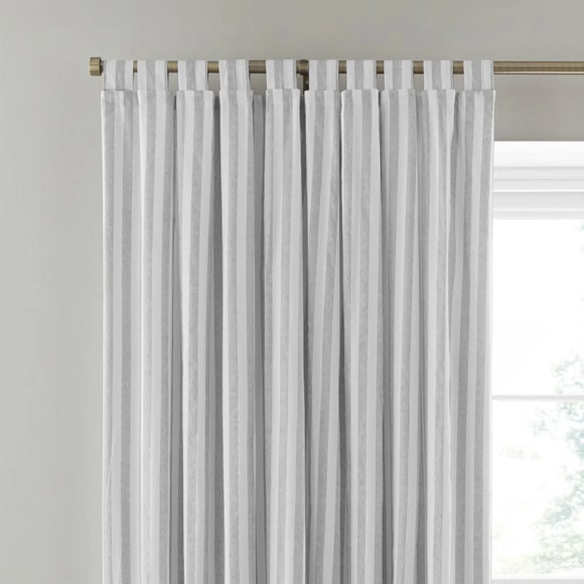 Durham Textured Stripe 100% Cotton Tab Top Curtains – image 1