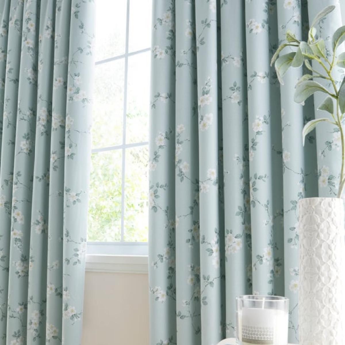 Edith Floral Polycotton Blackout Pencil Pleat Curtains – image 4