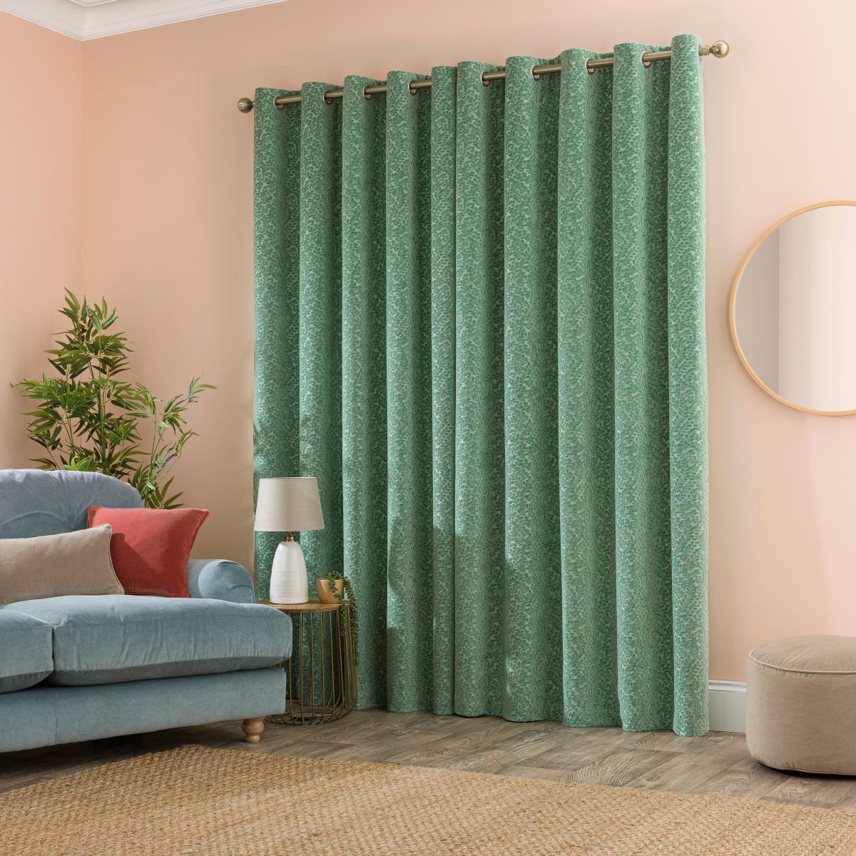 Odetta Cut Velvet Thermal Eyelet Curtains Yew – image 4