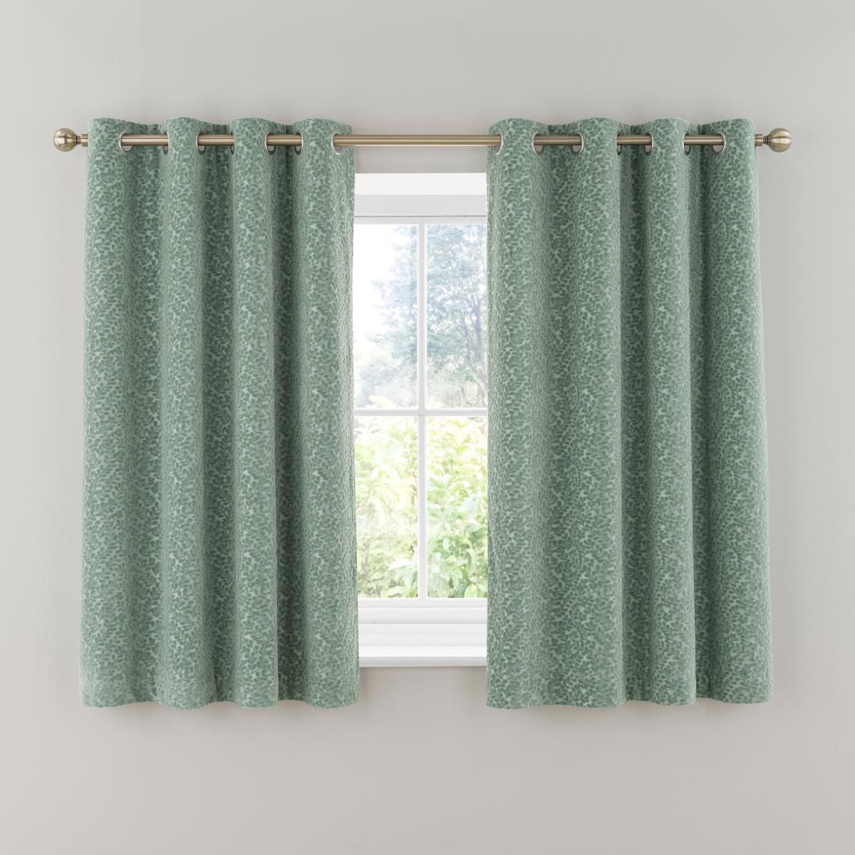 Odetta Cut Velvet Thermal Eyelet Curtains Yew – image 5