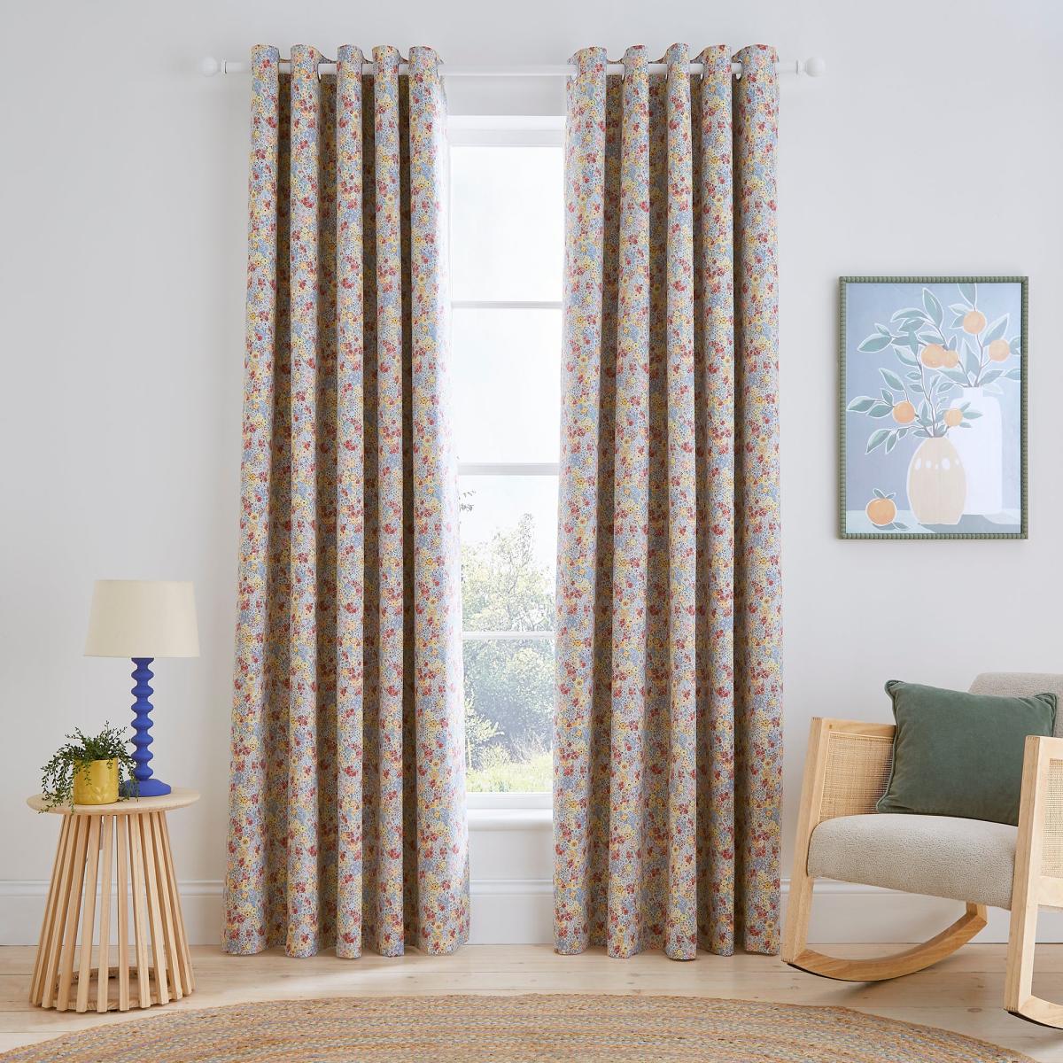 Hannah Retro Ditsy Blackout Eyelet Curtains – image 2