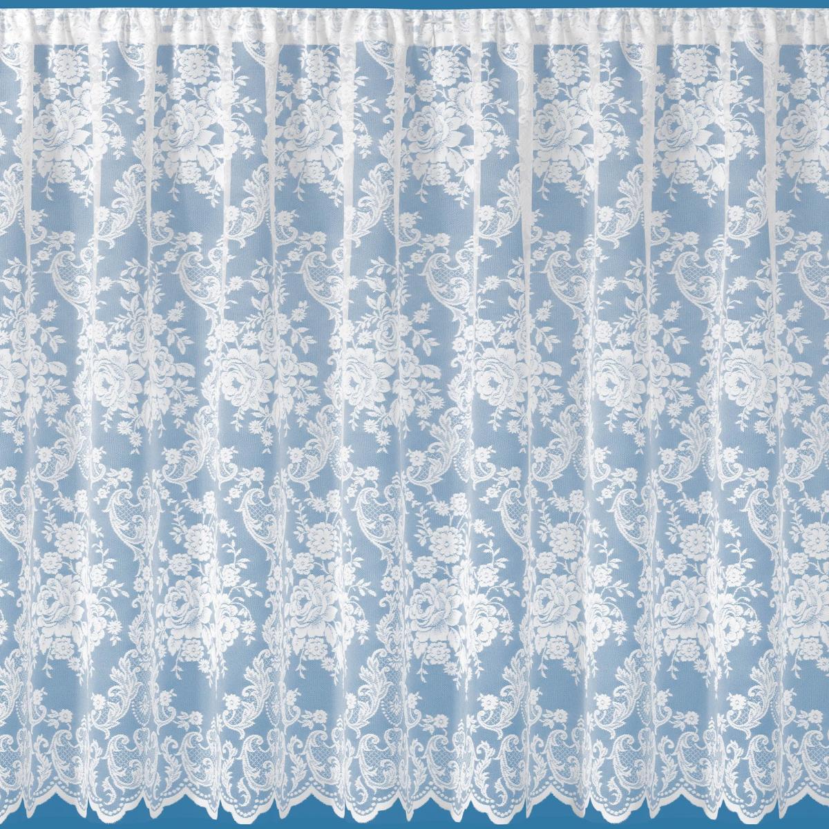 By the Metre Shabby Chic Slot Top White Lace Fabric White – image 2