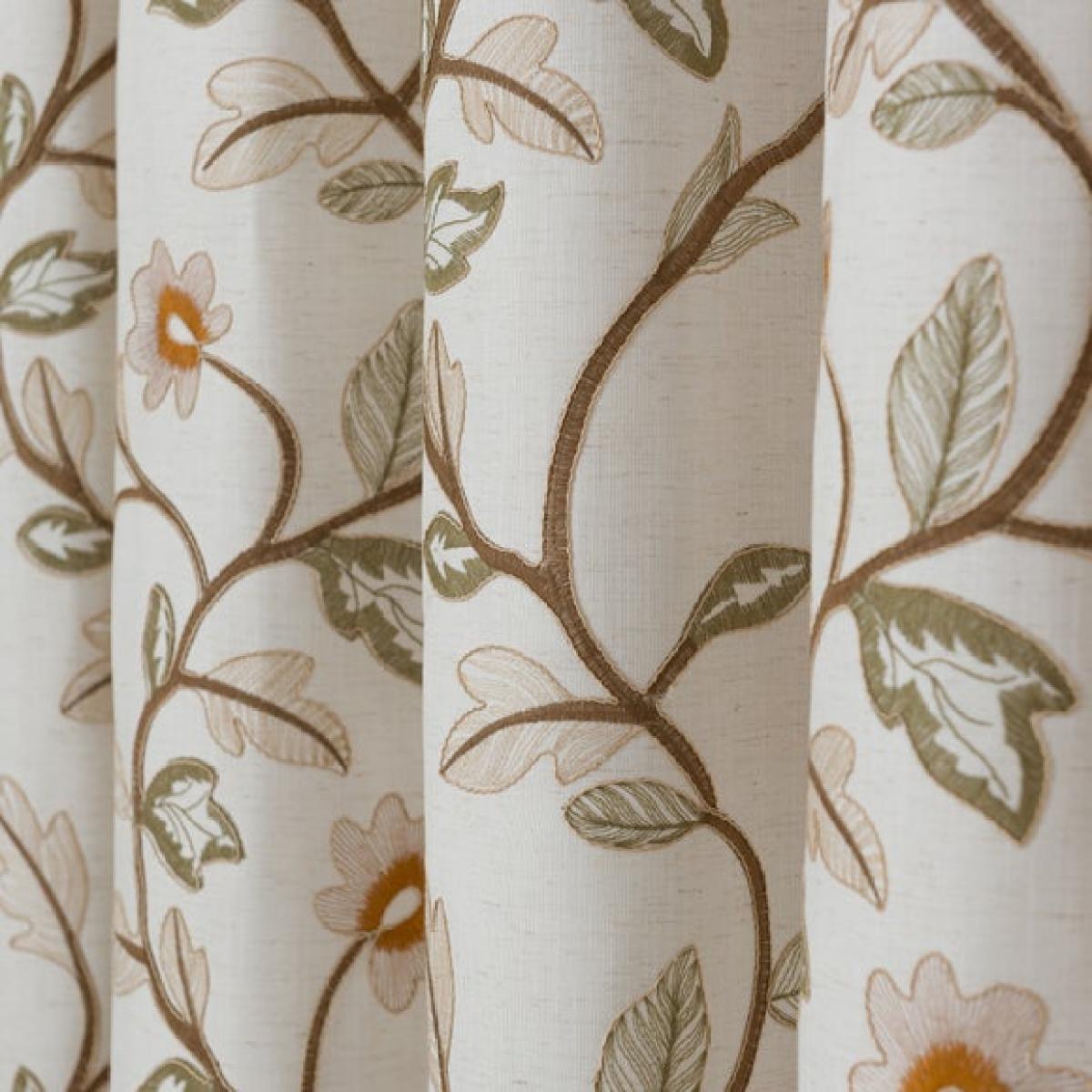 Brookland Couched Floral Pencil Pleat Curtains – image 3