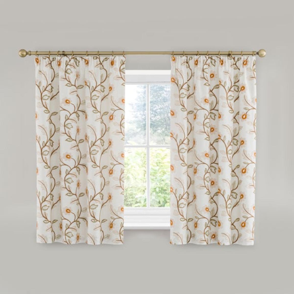 Brookland Couched Floral Pencil Pleat Curtains – image 5