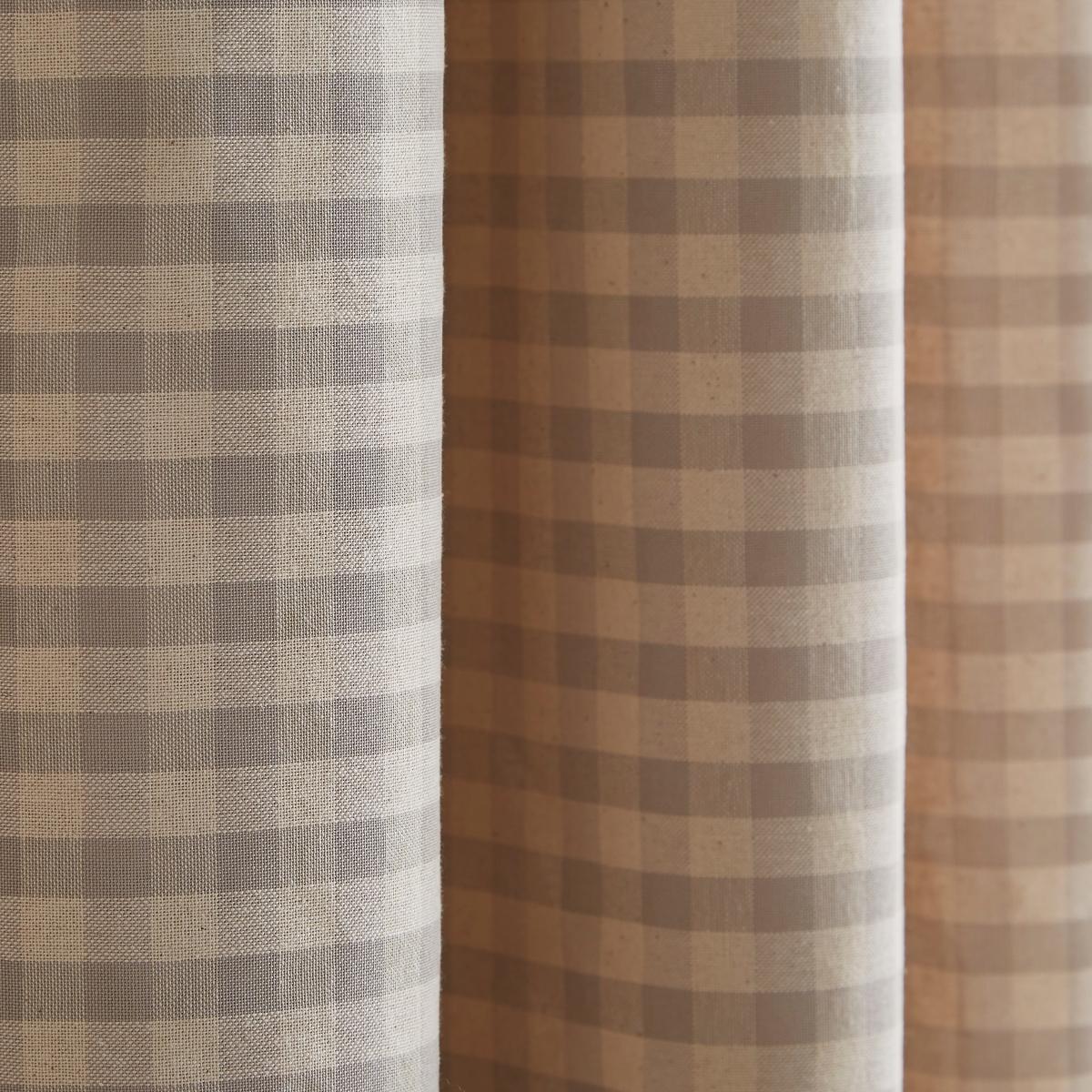 Gingham Pencil Pleat Curtains Natural – image 2