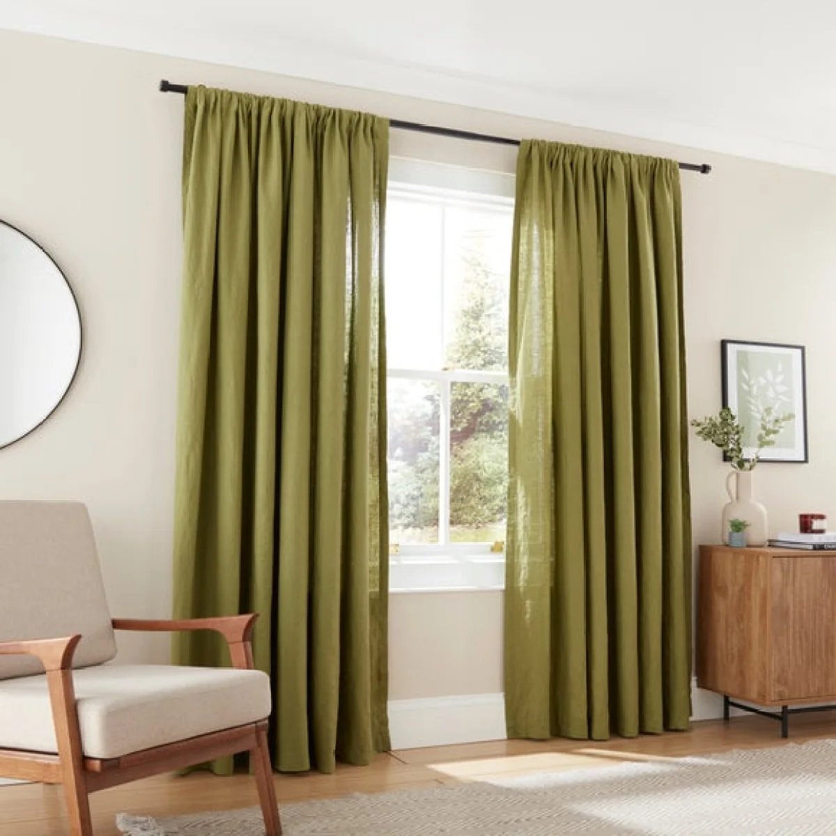 Olive Linen Curtains Olive – image 2