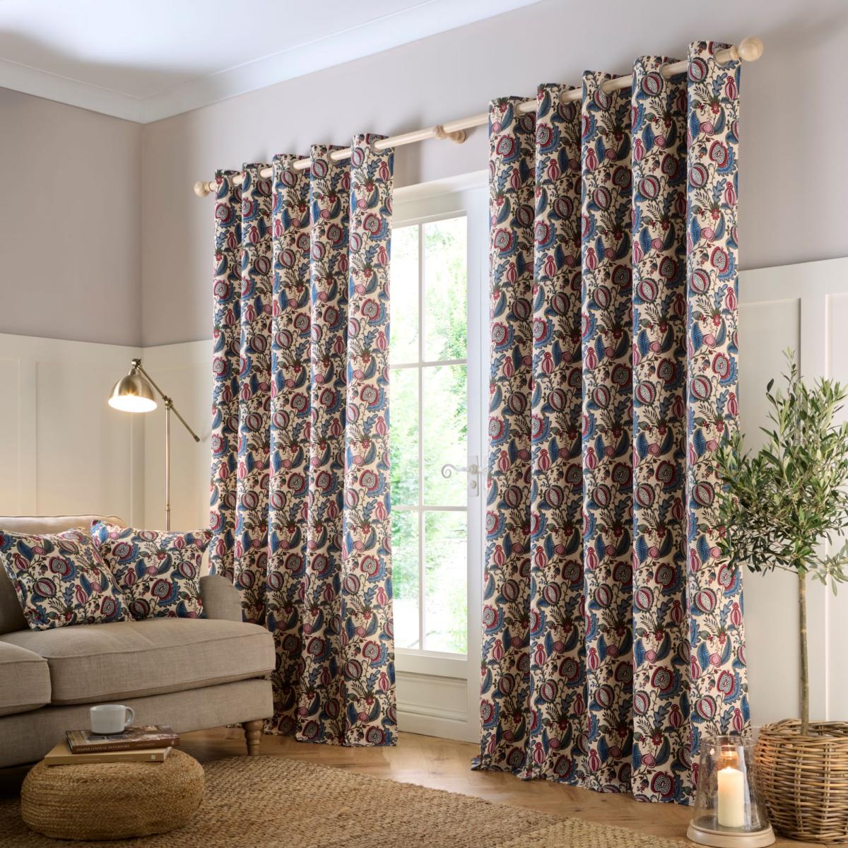 Forest Fruits Eyelet Curtains Natural – image 2