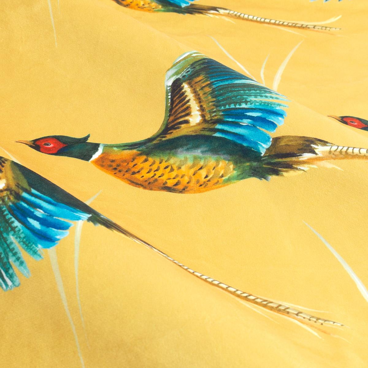 Country Pheasants Pencil Pleat Curtains yellow – image 3