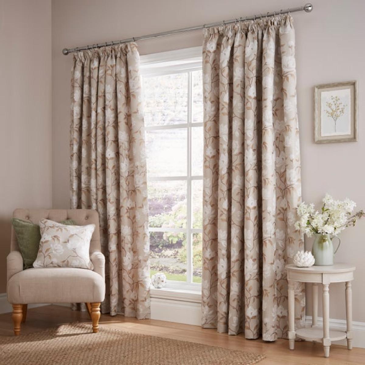Magnolia Floral Jacquard Pencil Pleat Curtains – image 2