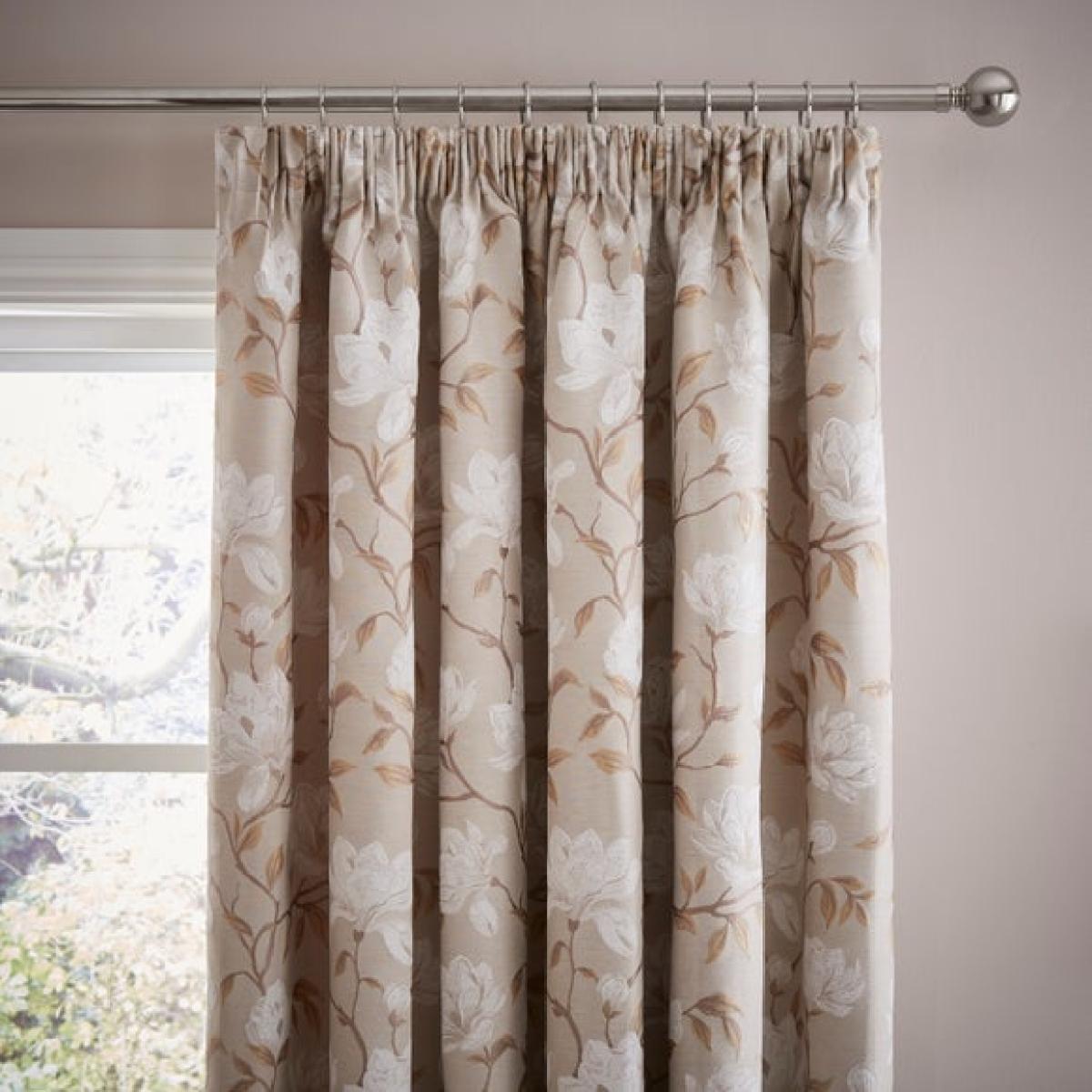 Magnolia Floral Jacquard Pencil Pleat Curtains – image 1