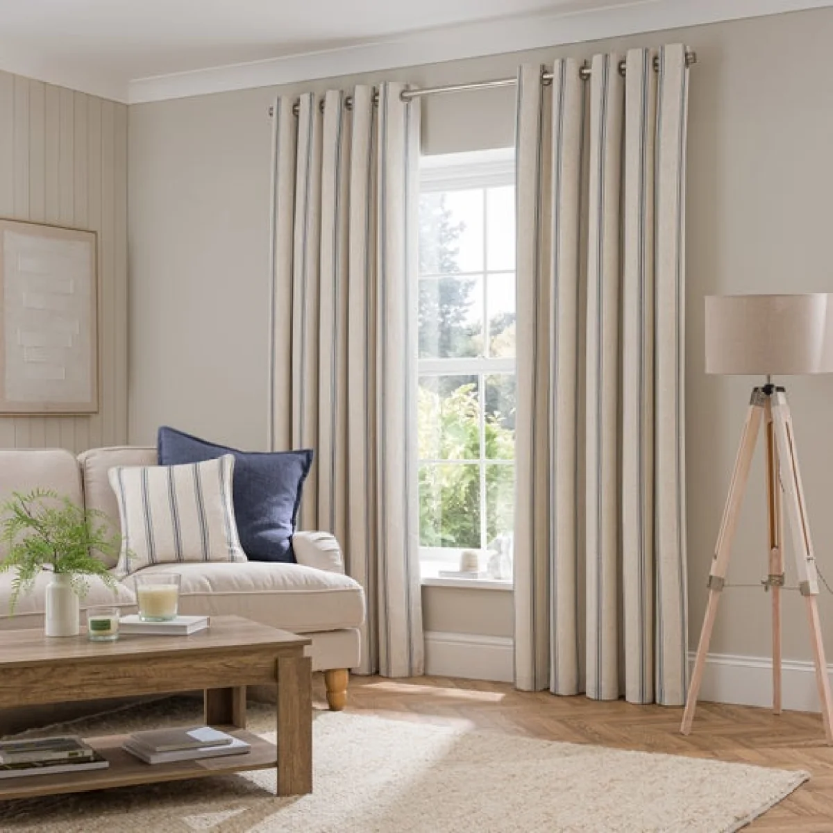 Folkstone Stripe Eyelet Curtains – image 2