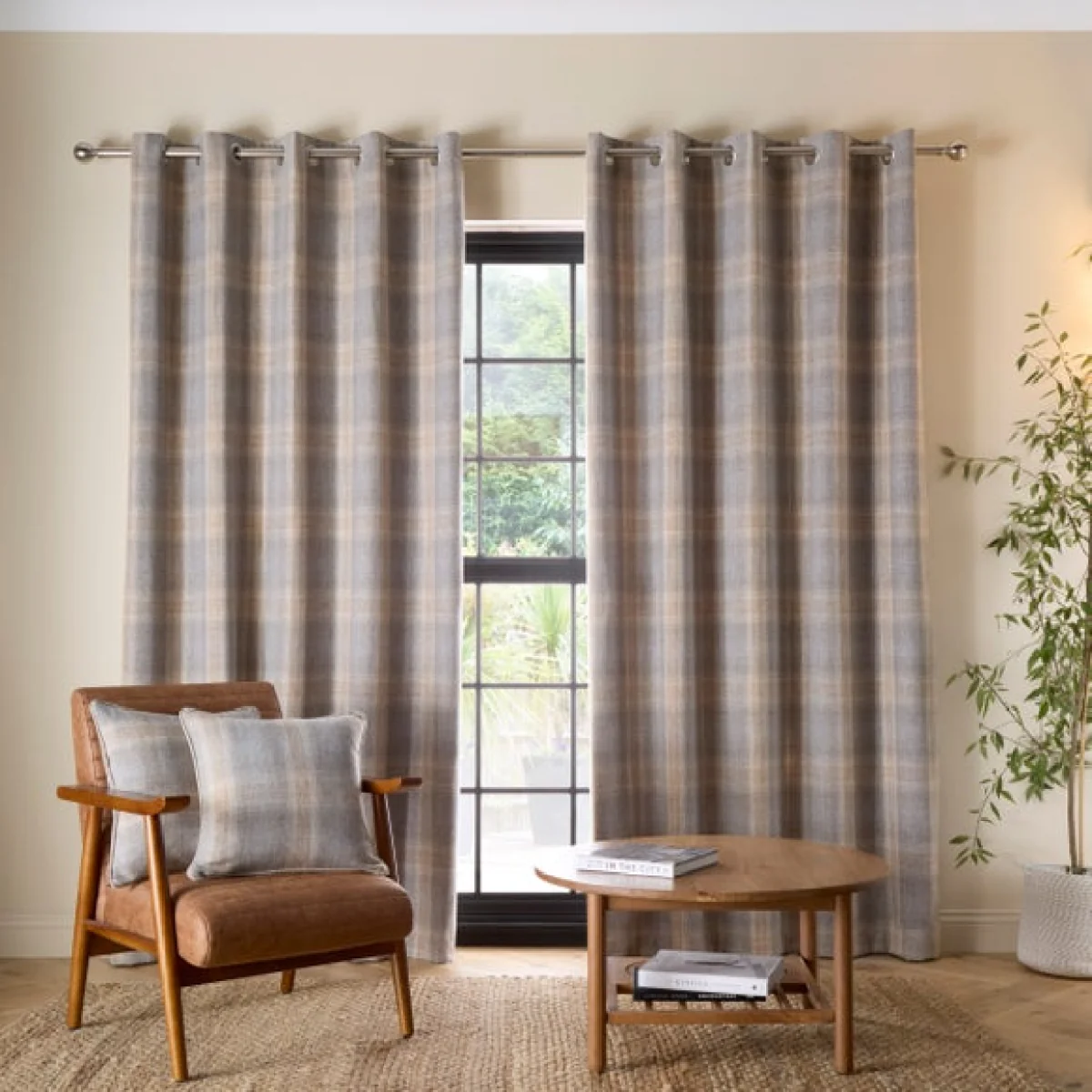 Pinfold Check Eyelet Curtains – image 2