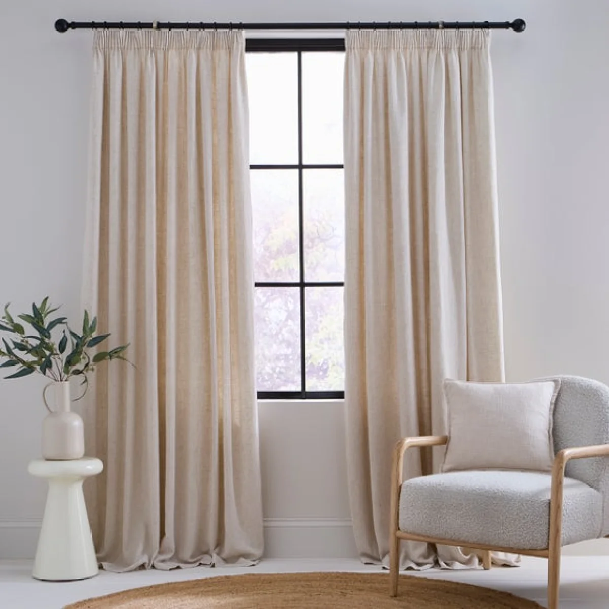 Linen Blend Pencil Pleat Curtains – image 2
