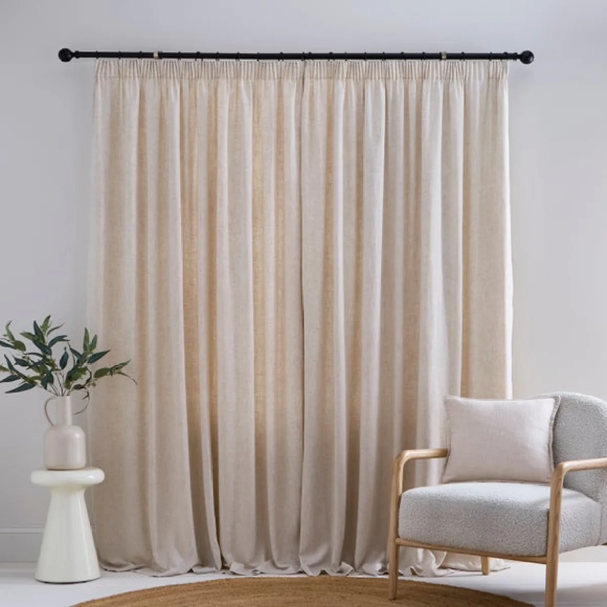 Linen Blend Pencil Pleat Curtains – image 4