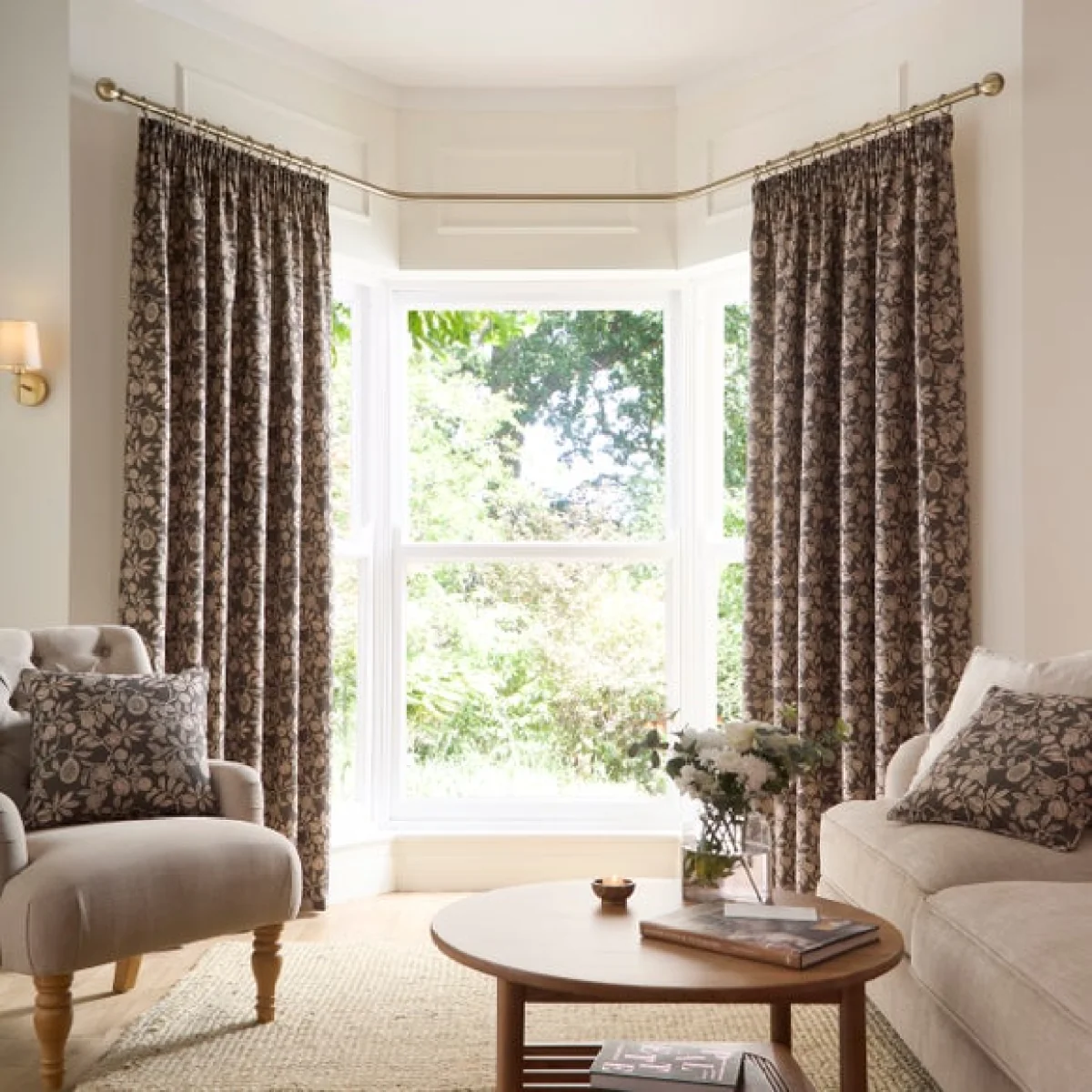 Vintage Pod Linen Print Pencil Pleat Curtains – image 2