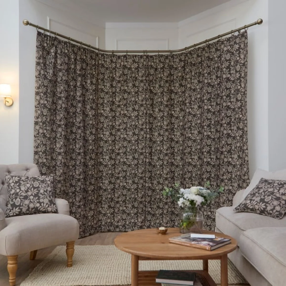Vintage Pod Linen Print Pencil Pleat Curtains – image 4