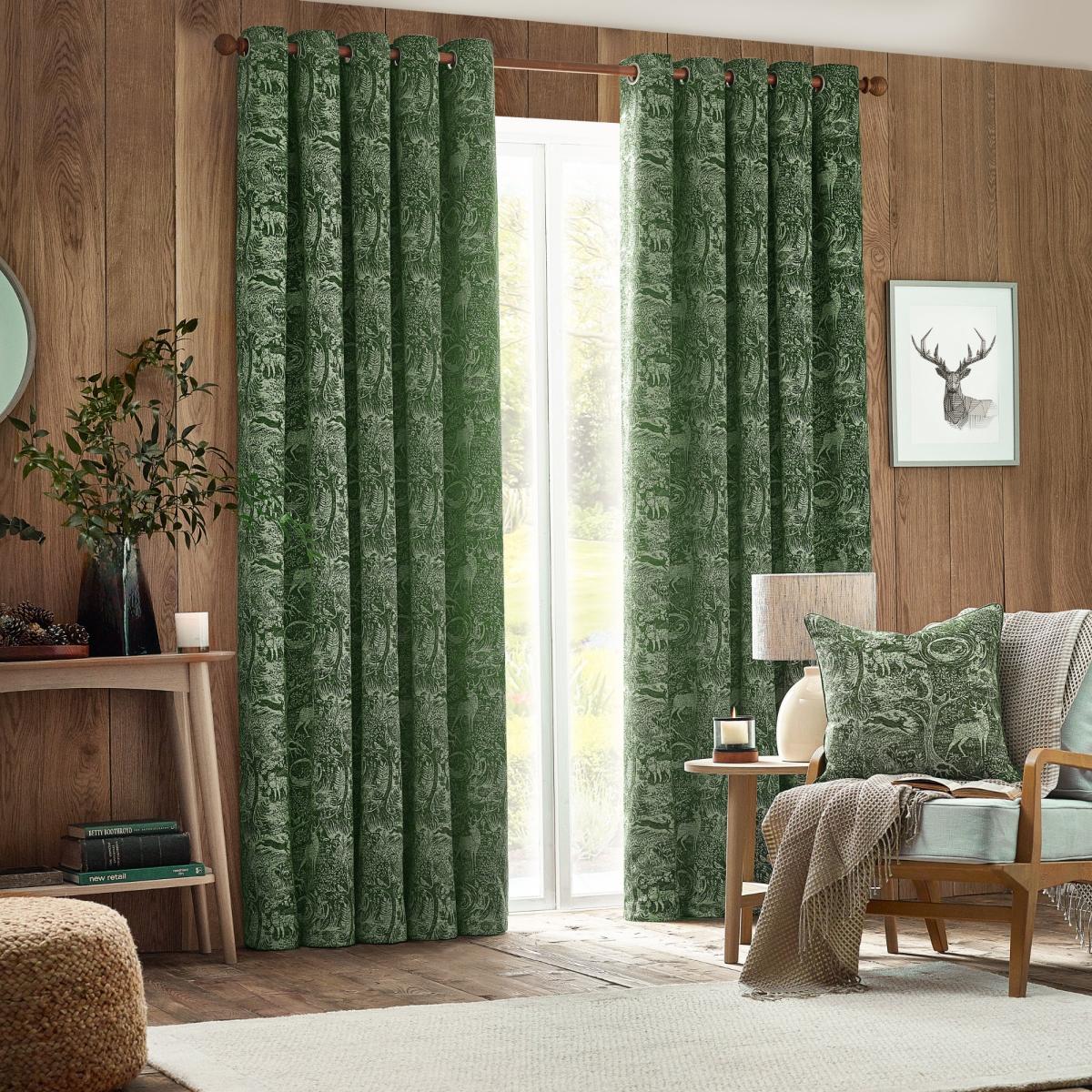 Winter Woods Emerald Eyelet Curtains Emerald – image 2