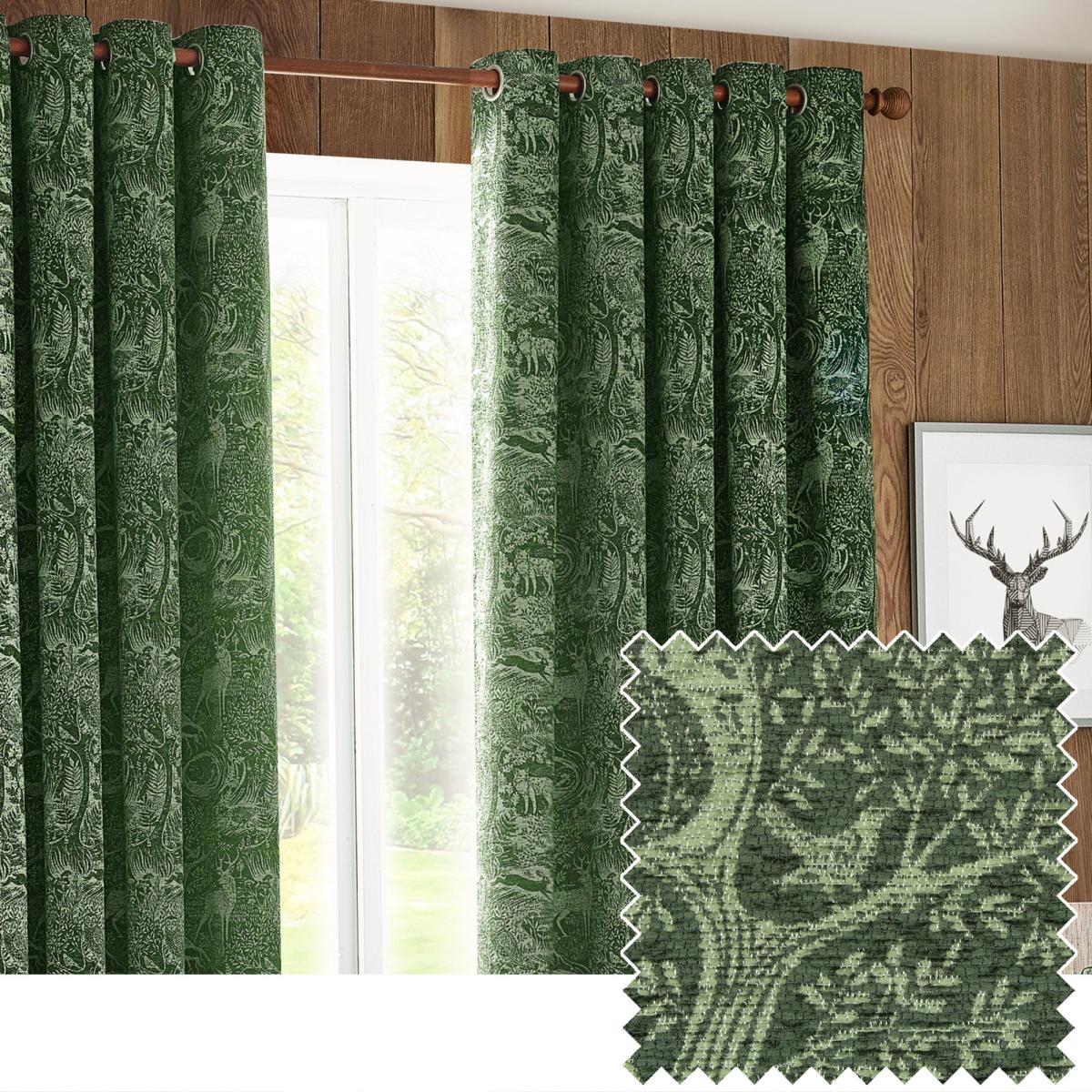 Winter Woods Emerald Eyelet Curtains Emerald – image 4