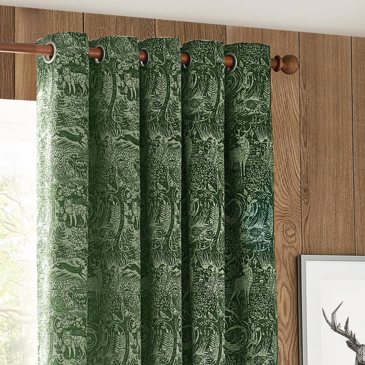 Winter Woods Emerald Eyelet Curtains Emerald – image 1