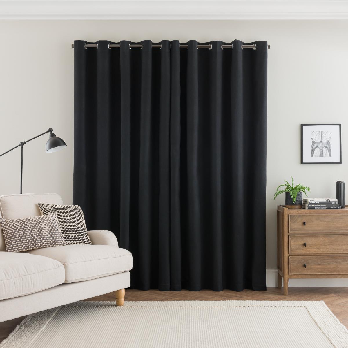 Luna Brushed Blackout Eyelet Curtains Jet Black – image 3