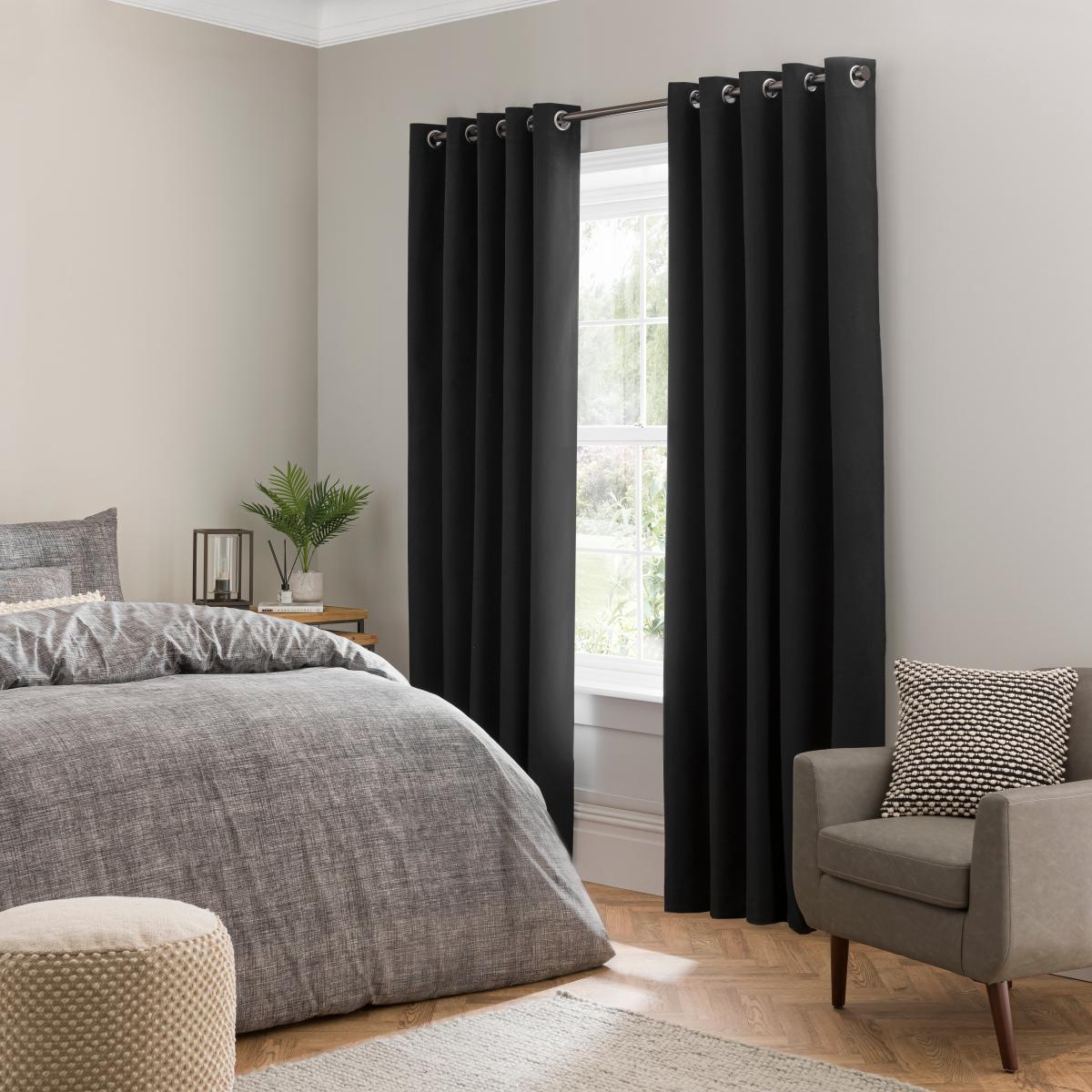 Luna Brushed Blackout Eyelet Curtains Jet Black – image 5