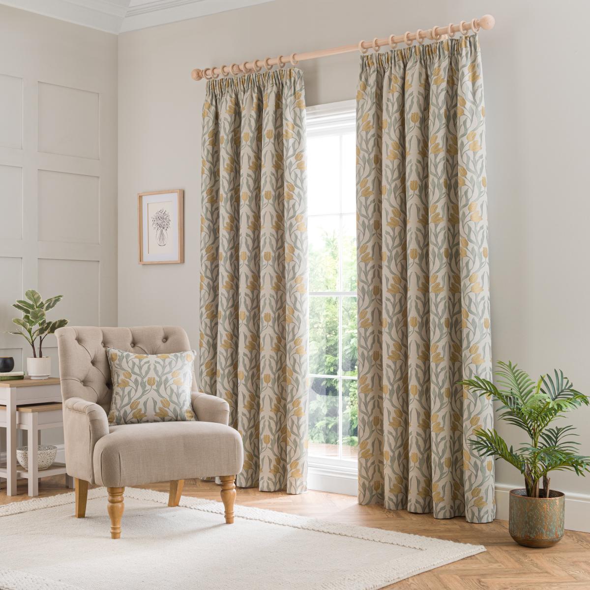Tulip Jacquard Pencil Pleat Curtains – image 2