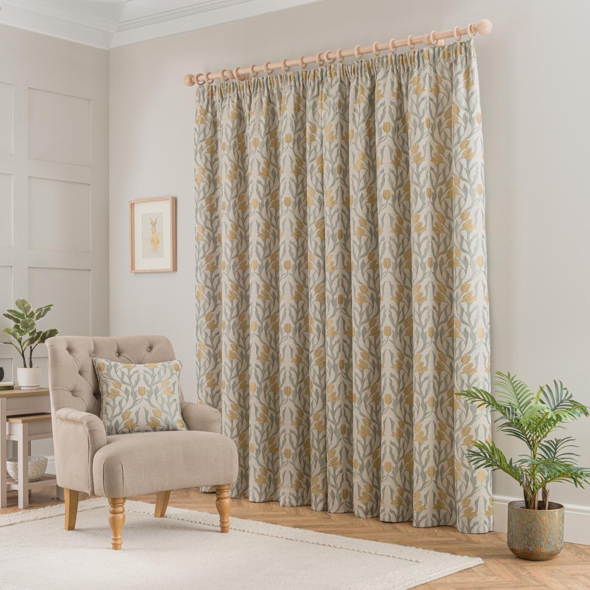 Tulip Jacquard Pencil Pleat Curtains – image 4