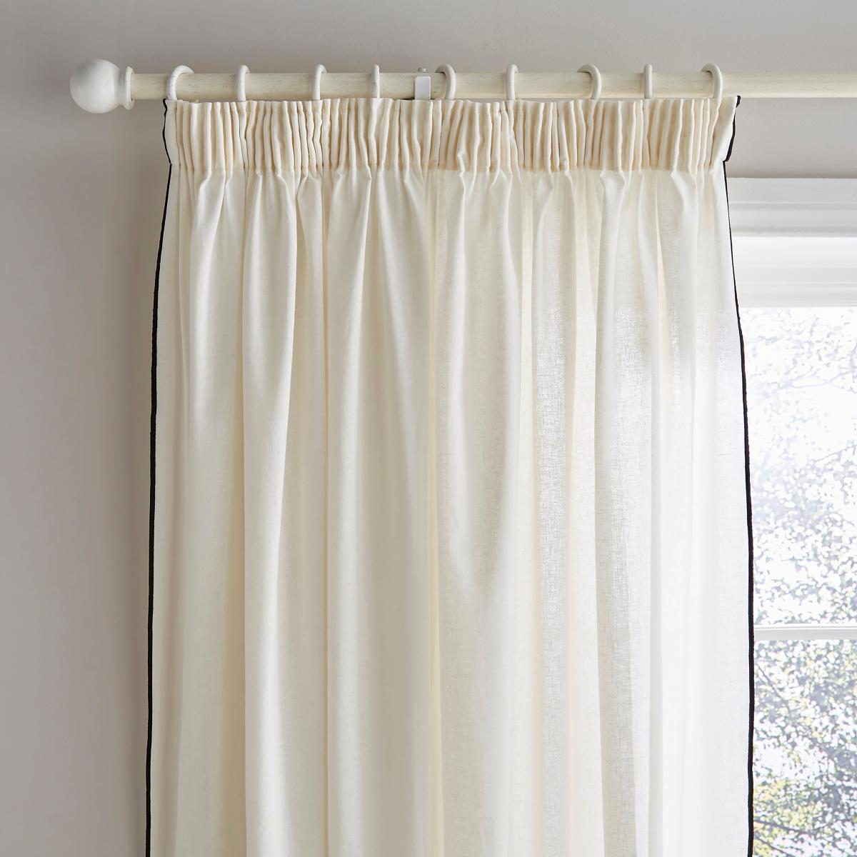Contrast Edge Unlined Pencil Pleat Curtains Olive – image 2