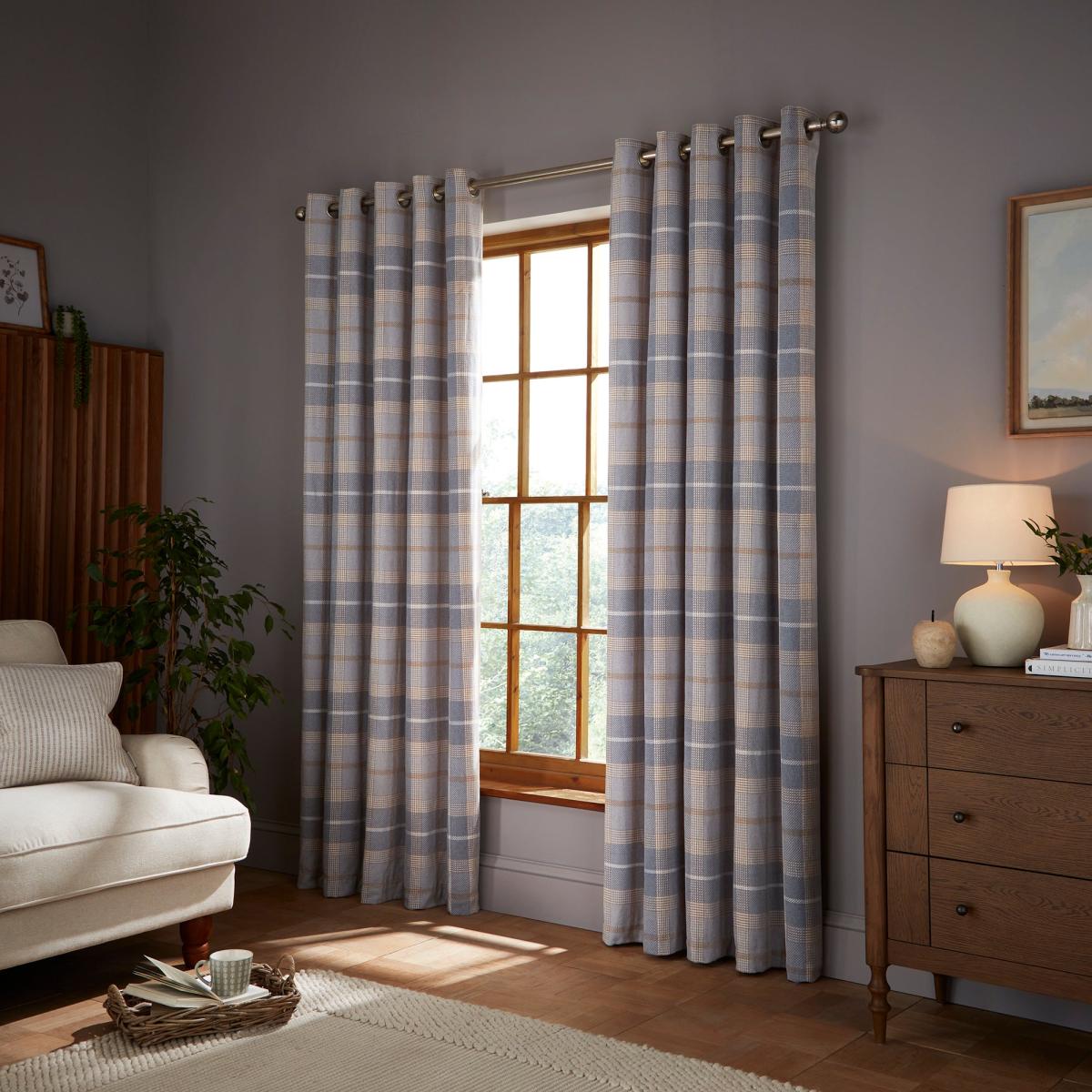 Ember Chenille Thermal Grey & Natural Eyelet Curtains Natural (Grey) – image 2