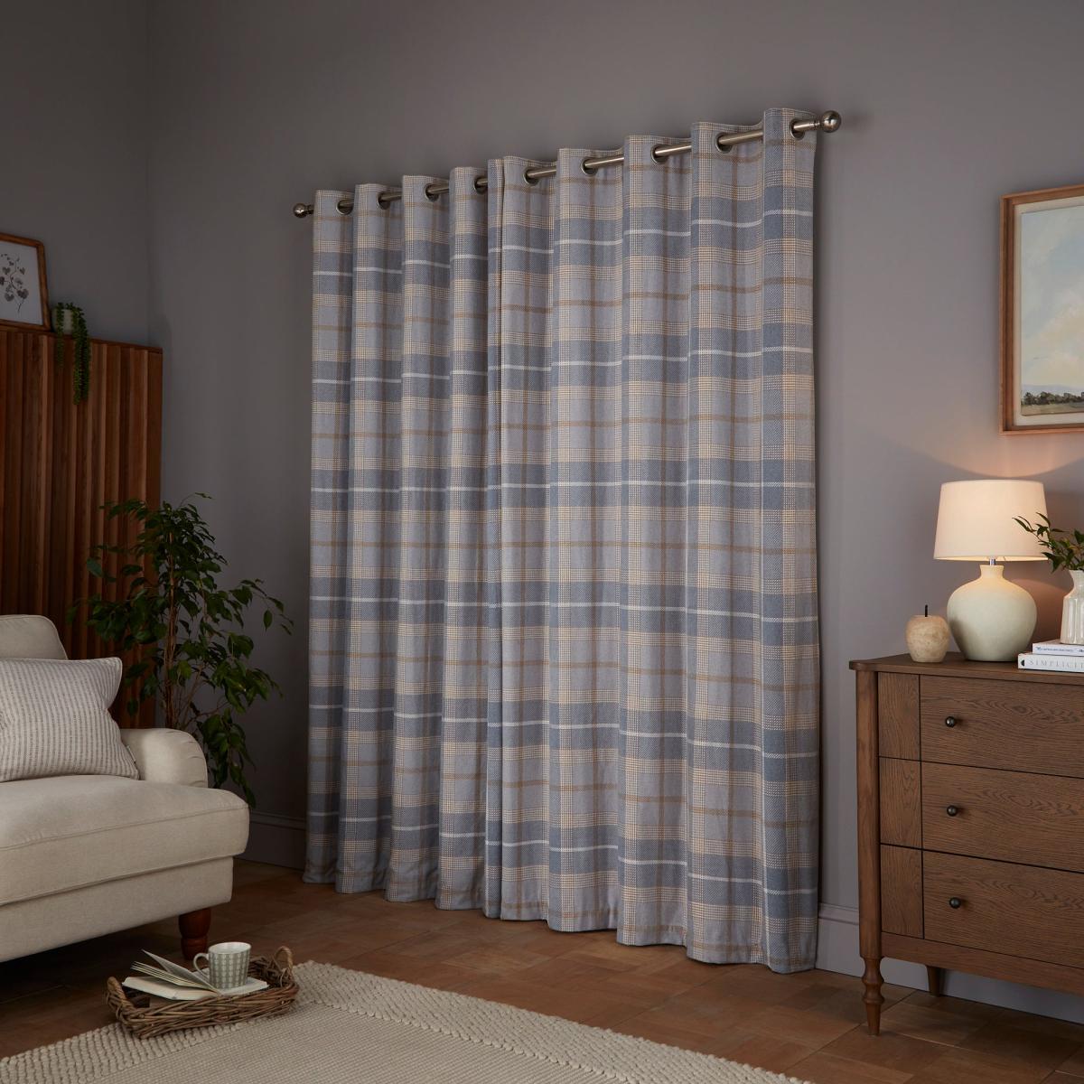 Ember Chenille Thermal Grey & Natural Eyelet Curtains Natural (Grey) – image 4