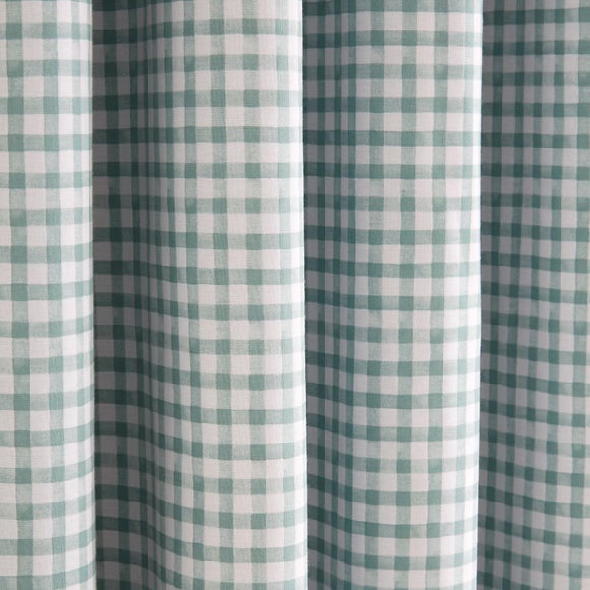 Green Gingham Blackout Eyelet Curtains – image 4