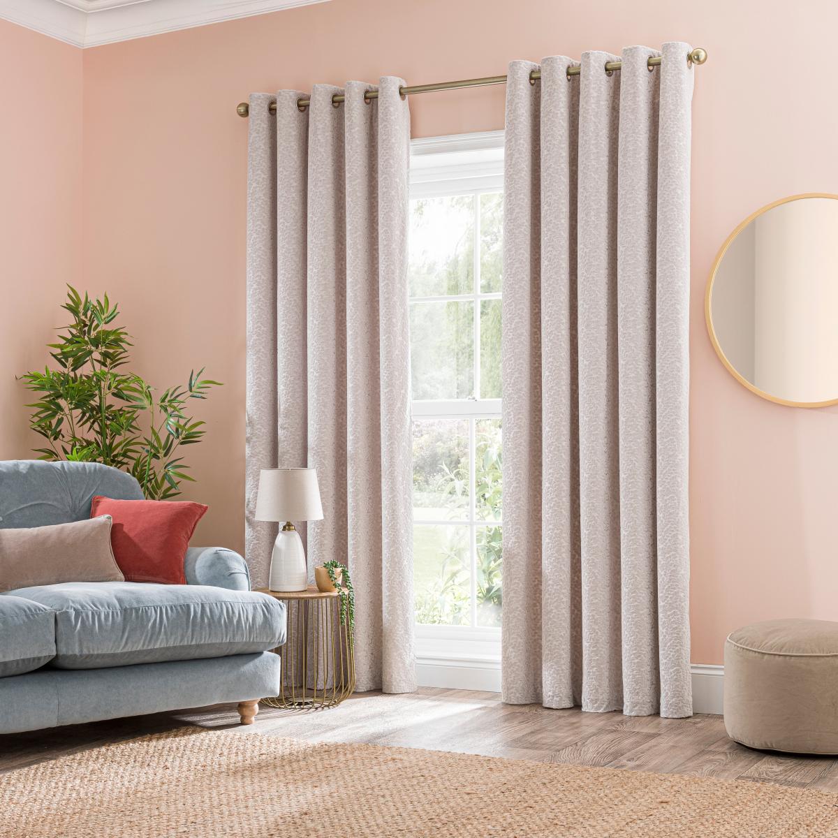 Odetta Cut Velvet Thermal Eyelet Curtains Sandstone – image 2