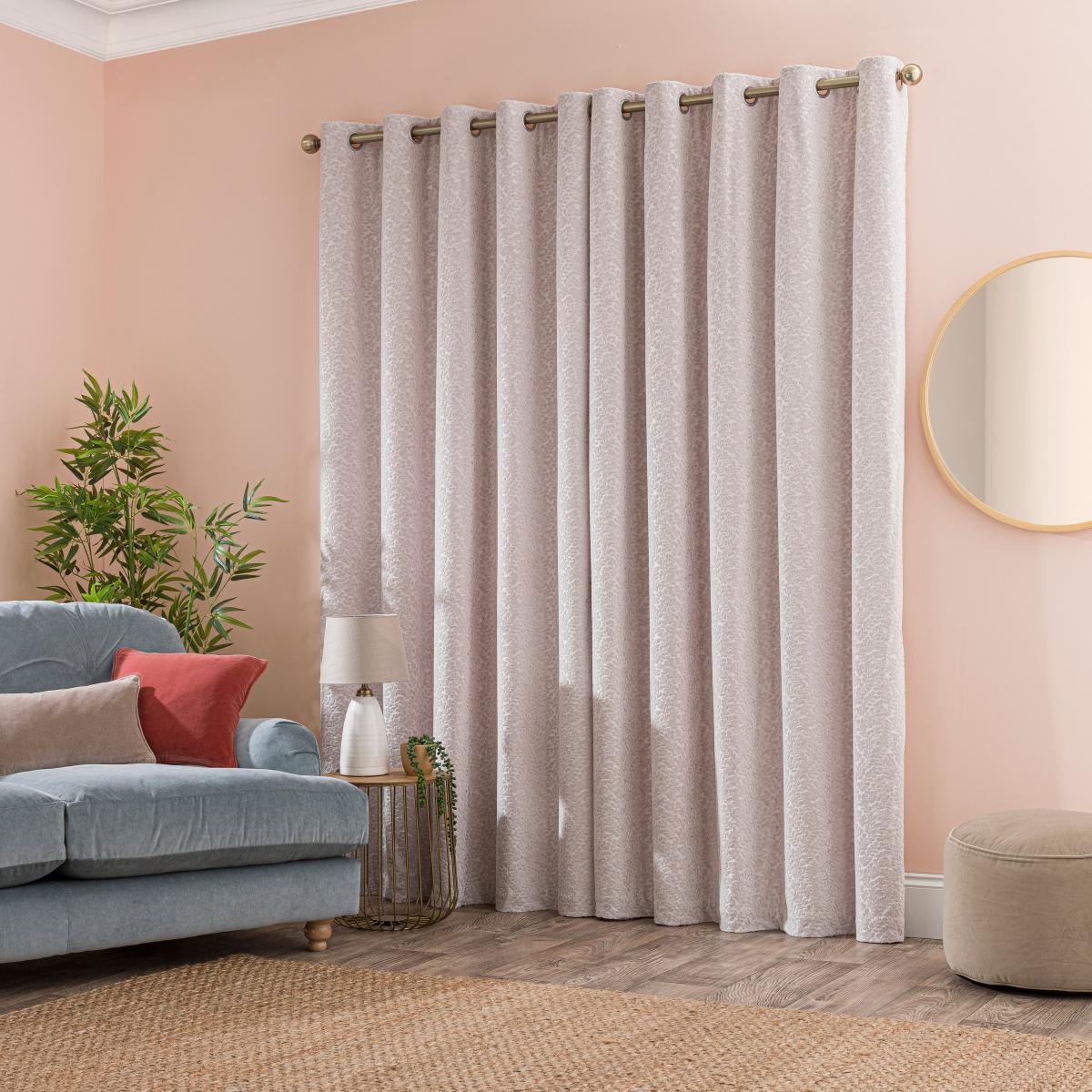 Odetta Cut Velvet Thermal Eyelet Curtains Sandstone – image 4