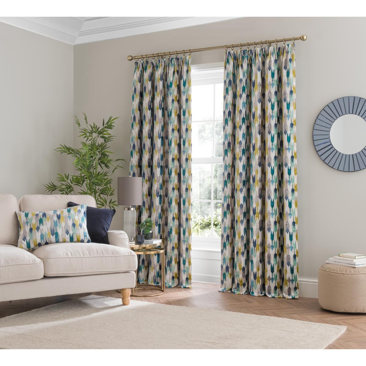 Kelso Pencil Pleat Velvet Curtains Kelso Teal – image 2
