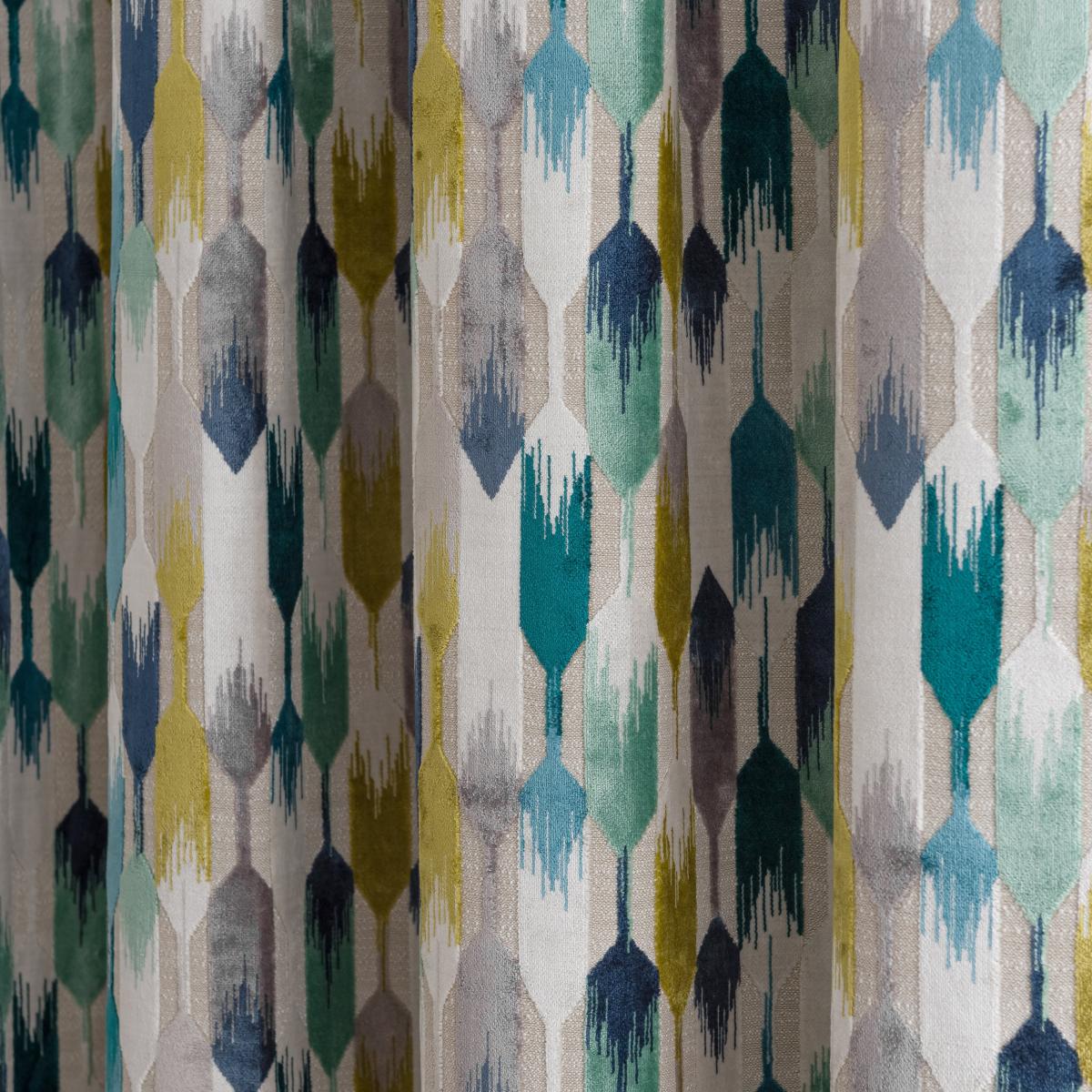 Kelso Pencil Pleat Velvet Curtains Kelso Teal – image 5