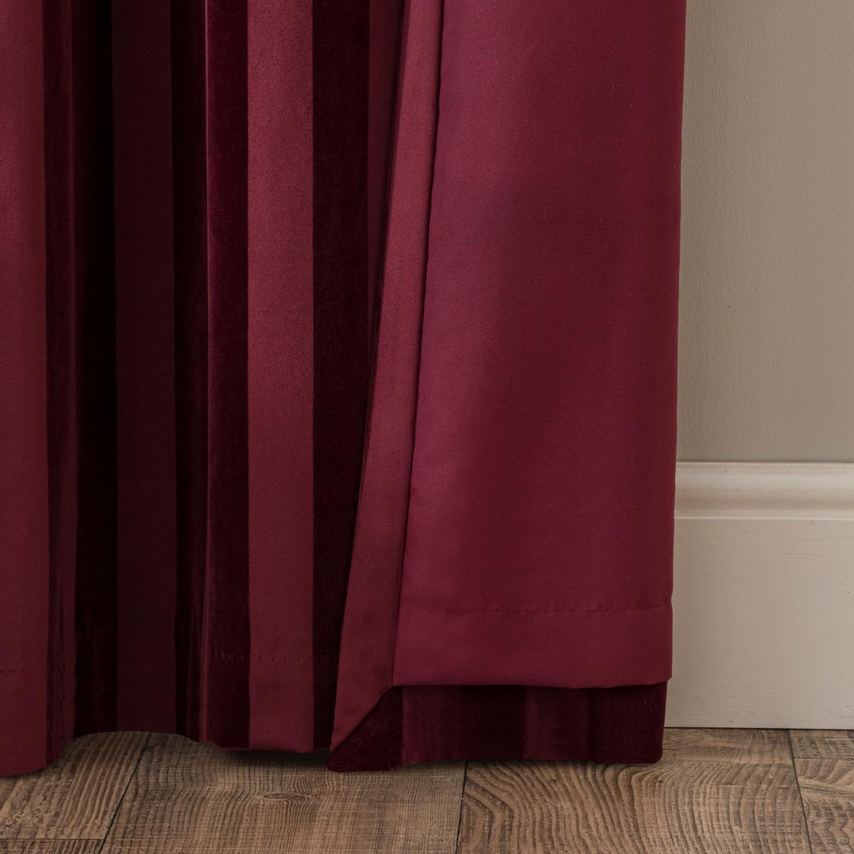 Milford Stripe Eyelet Curtains Wine (Red) – image 6