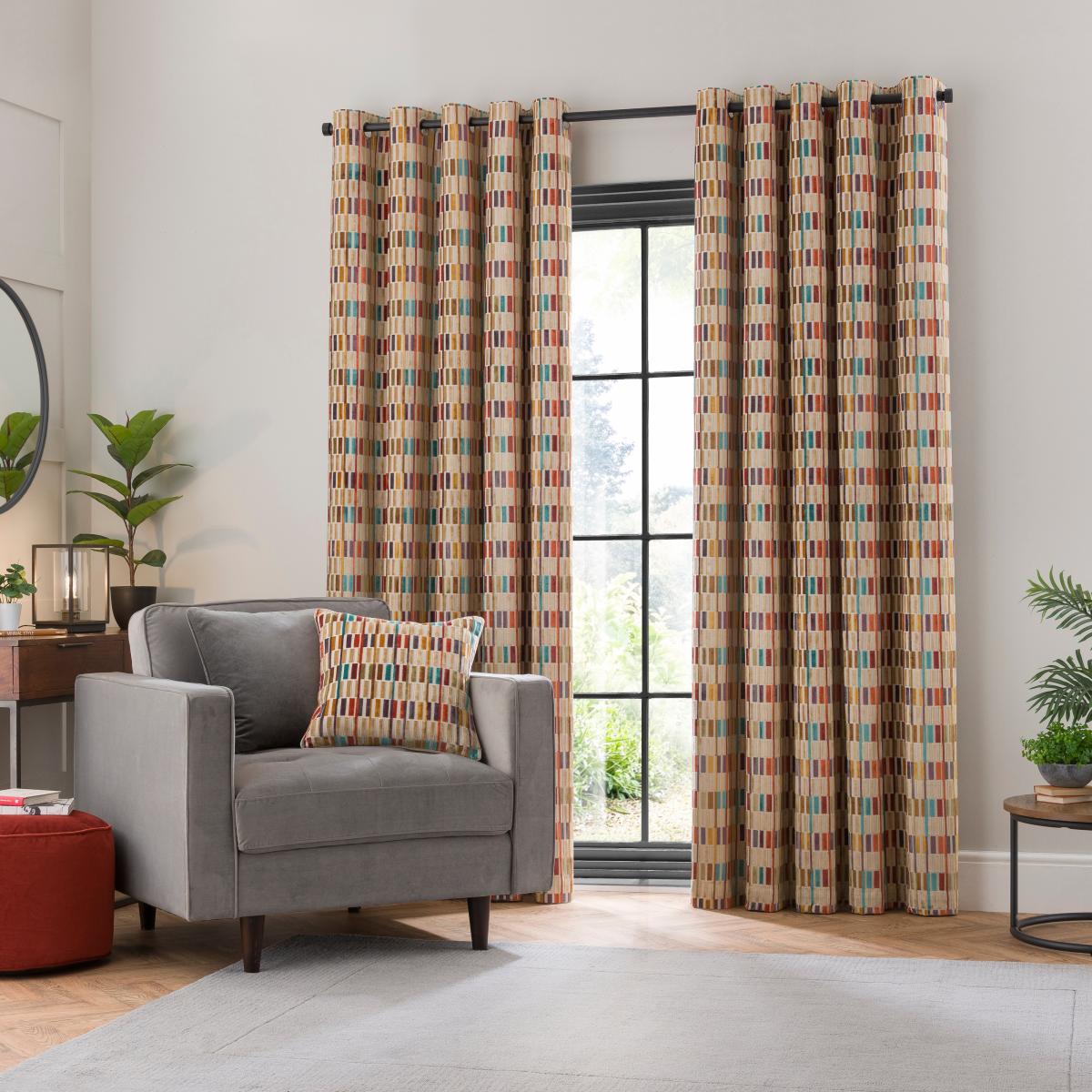 Pelosa Cut Velvet Eyelet Curtains MultiColoured – image 2