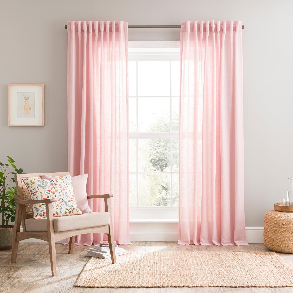 Touch of Linen Blush Unlined Tab Top Curtains Blush (Pink) – image 2