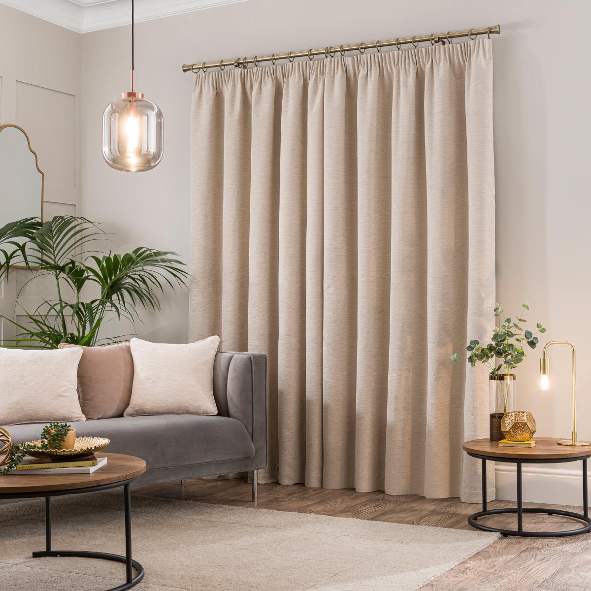 Genoa Chenille Blackout Pencil Pleat Curtains Sandstone – image 4