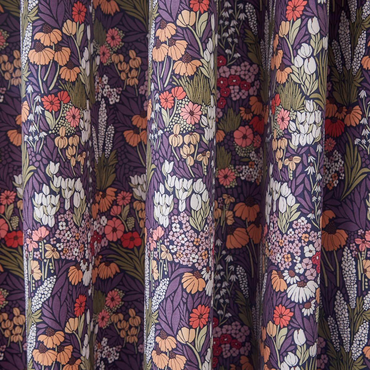 Harvest Floral Blackout Eyelet Curtains Purple – image 2