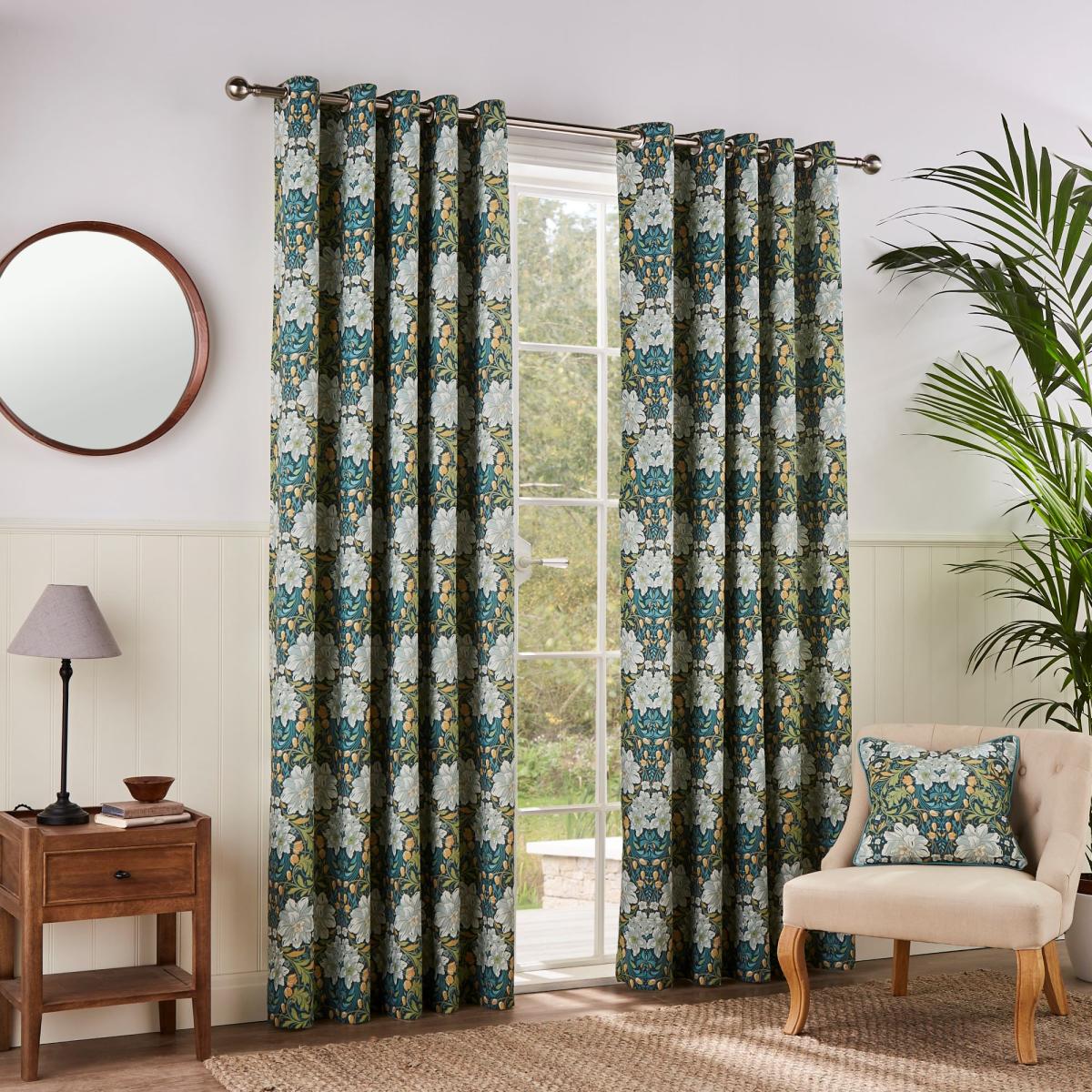 Loretta Floral Eyelet Curtains Green – image 2