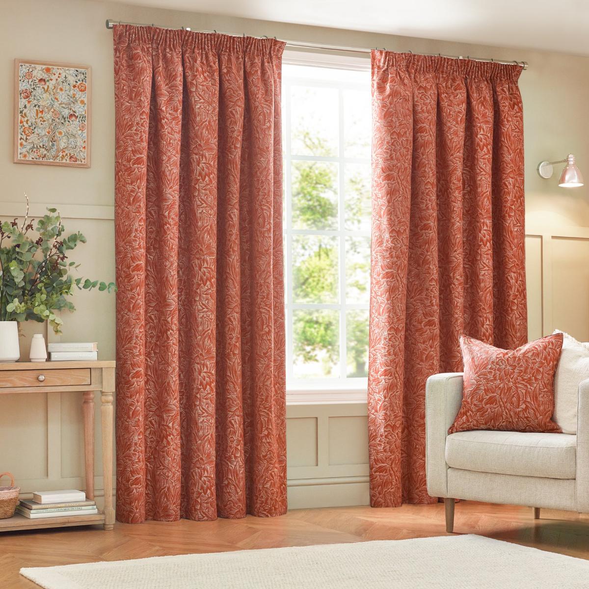 Grantley Brick Pencil Pleat Curtains Brick (Orange) – image 2