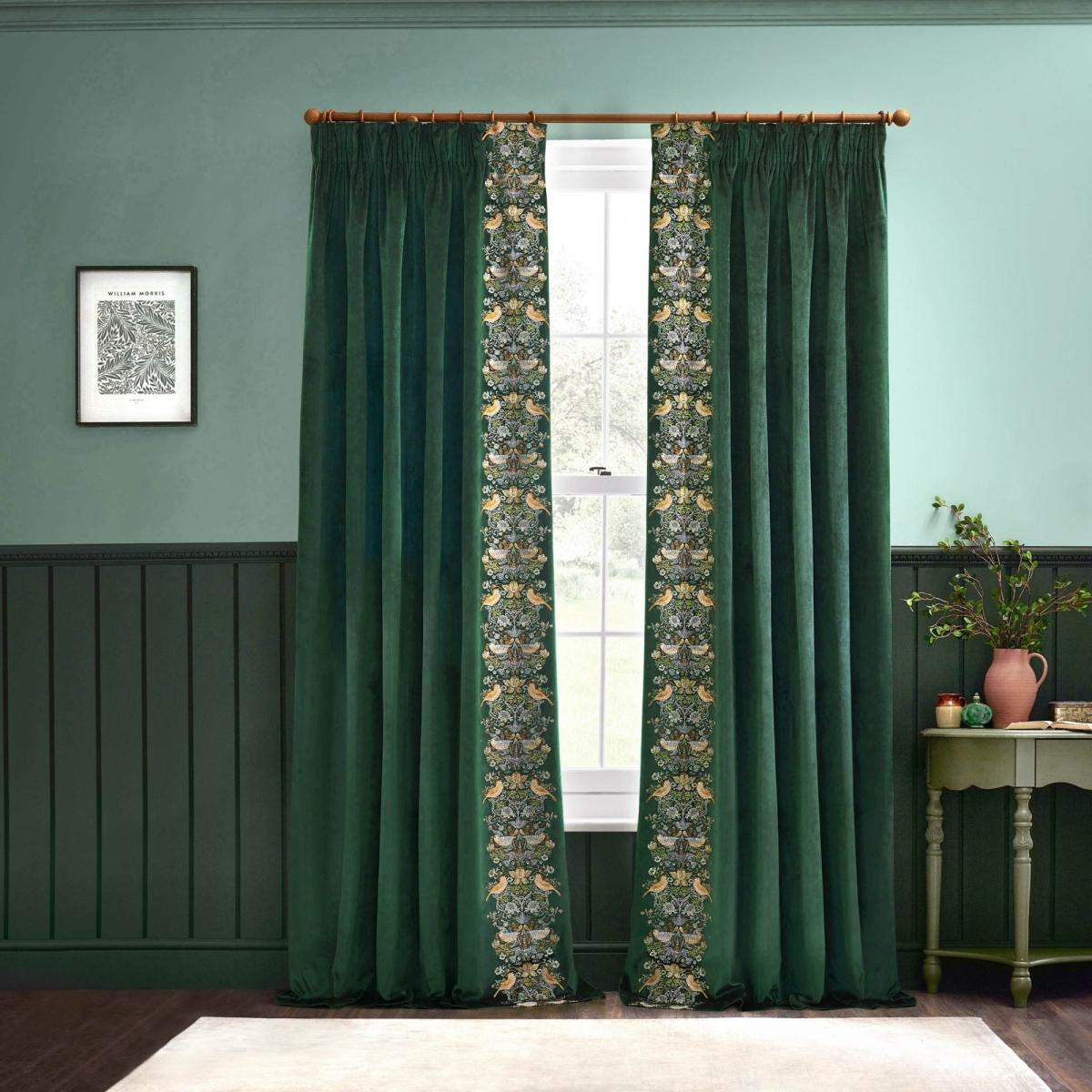 Morris & Co. Strawberry Thief Embroidered Pencil Pleat Curtains – image 2