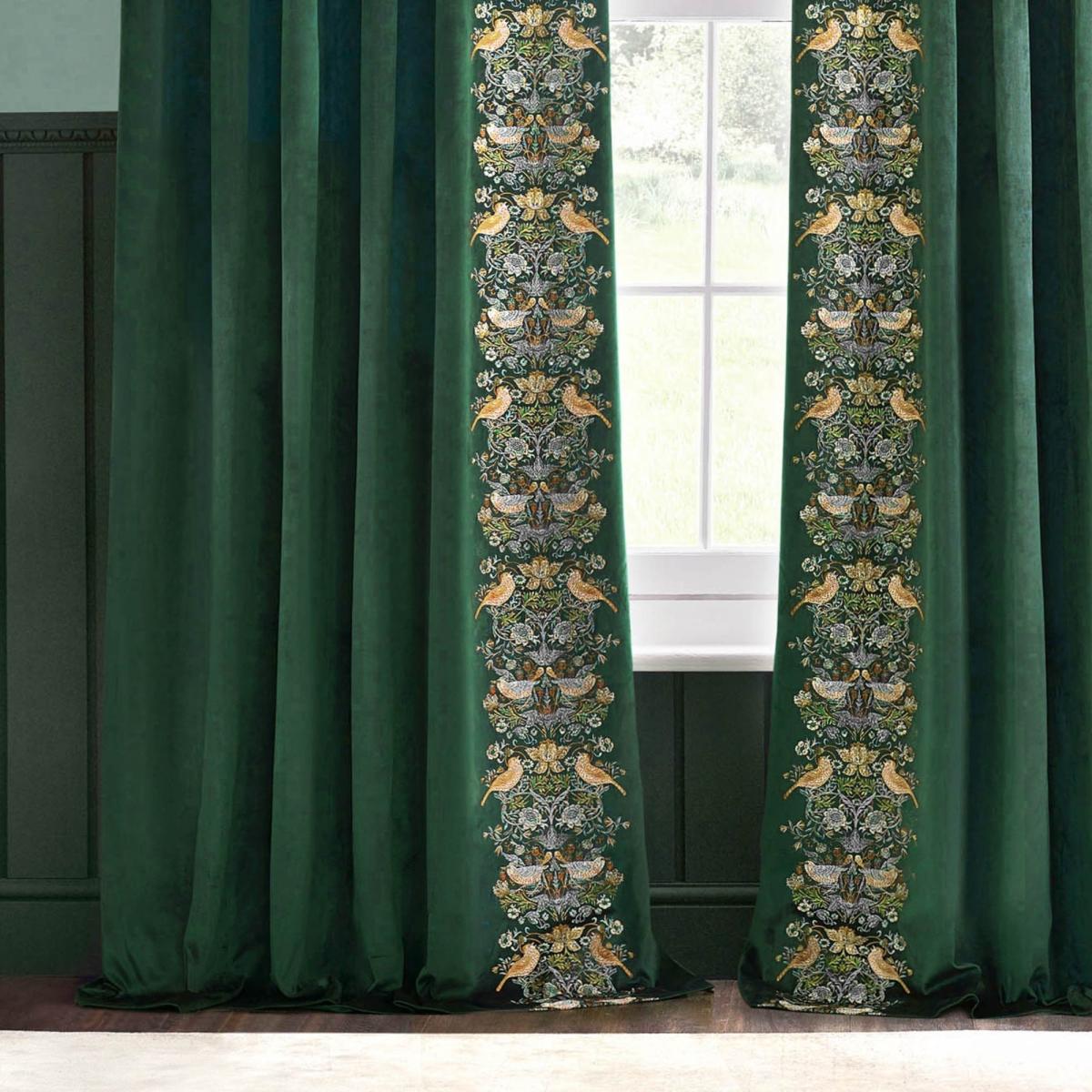 Morris & Co. Strawberry Thief Embroidered Pencil Pleat Curtains – image 4